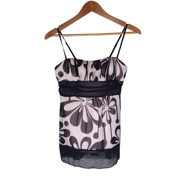 Womens Babydoll Top Size Medium Y2K Floral Chiffon Artsy Retro Flowy Feminine - Picture 1 of 8